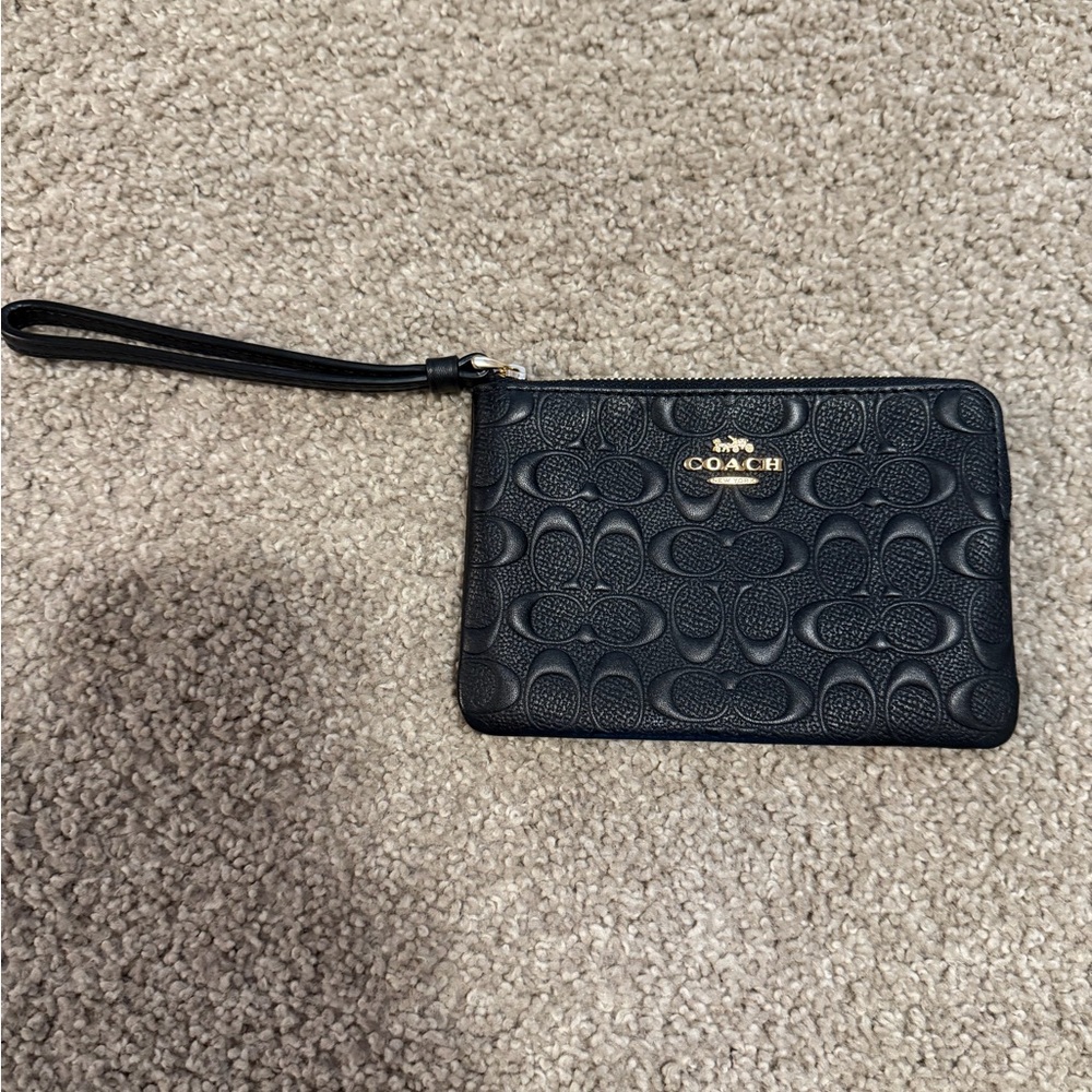 Coach Embossed Black Wristlet